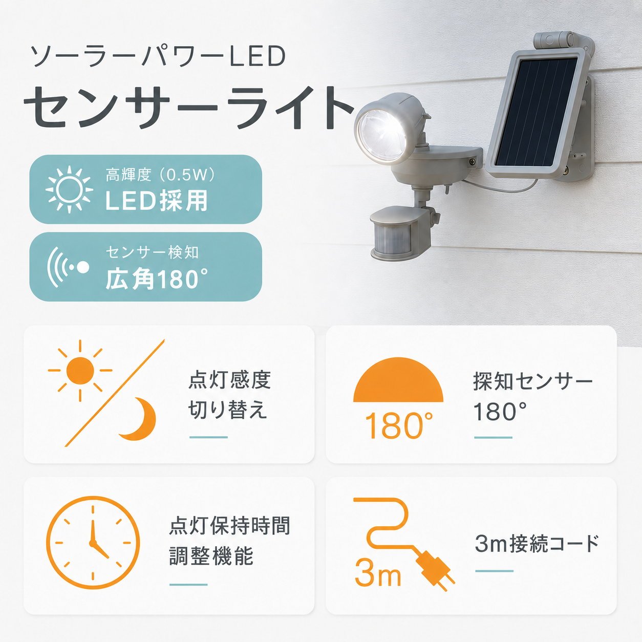 【アウトレット】LED センサー ソーラー ライト 屋外 防犯 【在庫限り】