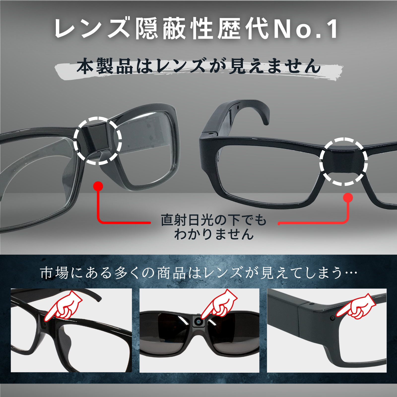 匠ブランド メガネ型カメラ 隠しカメラ 小型カメラ 高画質 長